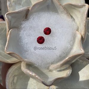 ❤️🆕Red Ruby + Patinated Rose Gold Tilted Studs